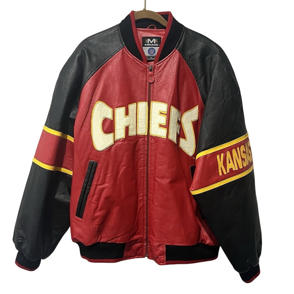 Vintage Kansas City Chiefs Leather Varsity Jacket Men Large Mirage NFL Bomber